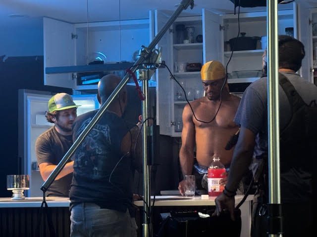 Crew working through a scene