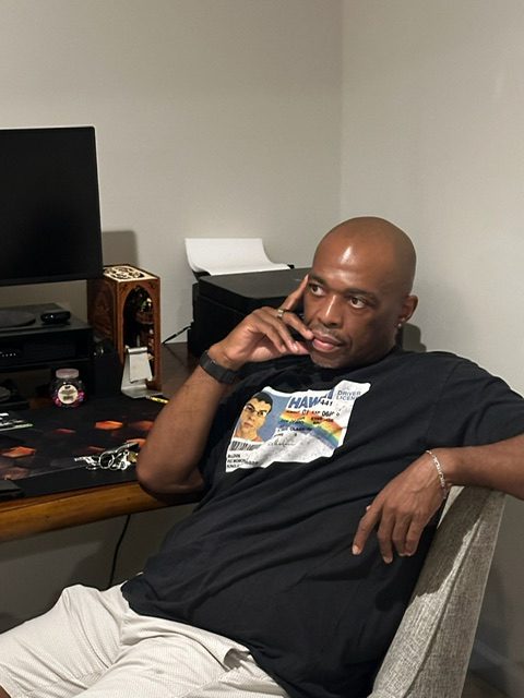 Production team member between scenes