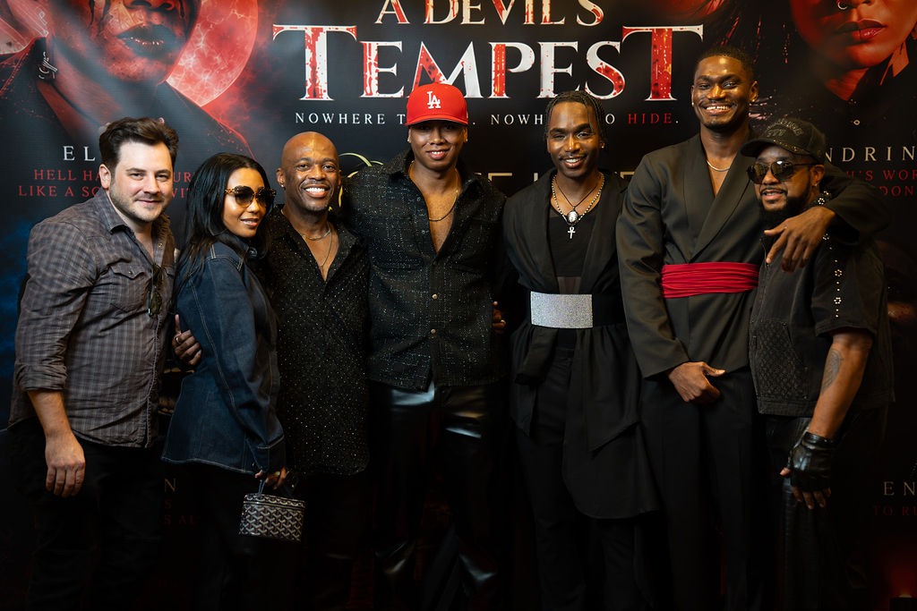 The full cast at the A Devil’s Tempest red carpet premiere
